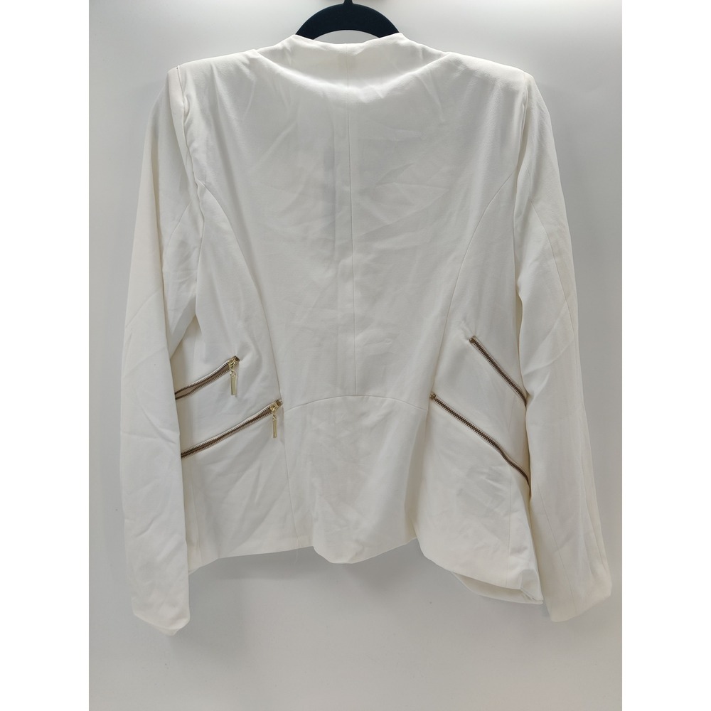 Marilyn Monroe Womens White Open Front Blazer Jacket Gold Back Zippers Large NEW - Picture 2 of 9